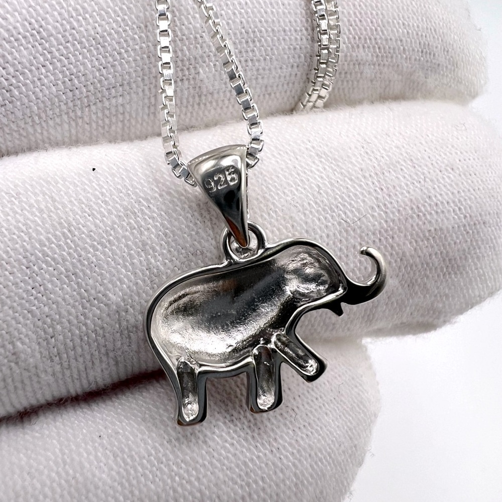 .925 Sterling Silver Elephant Necklace - Picture 7 of 14